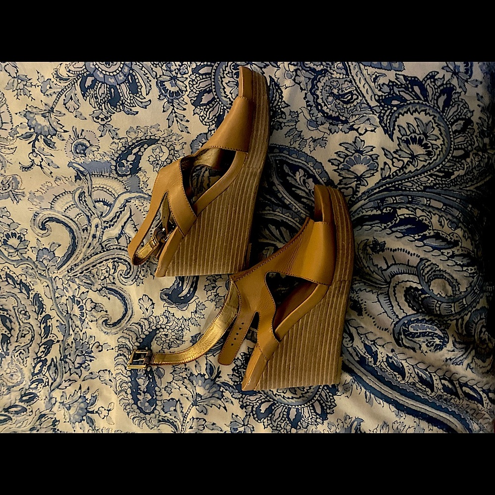 Me Too Cognac Wedge Sandals